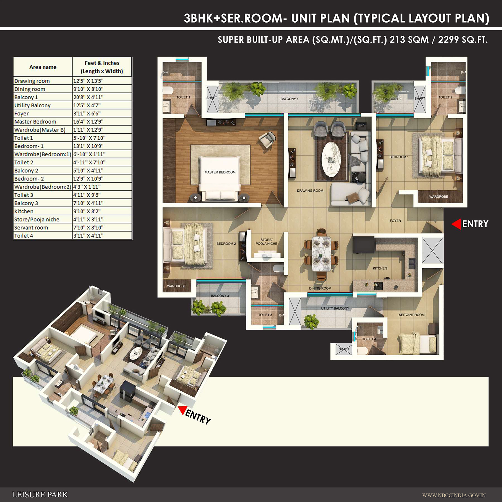 3 BHK Floor Plan